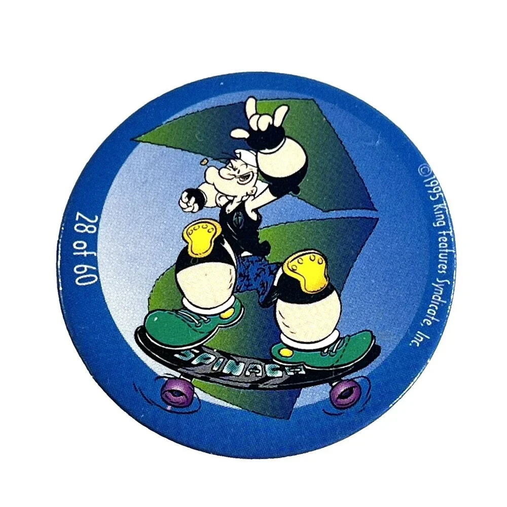 Lot Of 18 Pogs Milk Caps Vintage 1995 Looney Tunes, Power Rangers, Snoopy & More